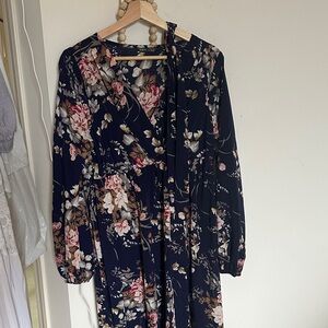 Floral Long Sleeve Maternity Dress